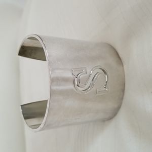 So Excessive Large Silver Initial S Cuff Bracelet